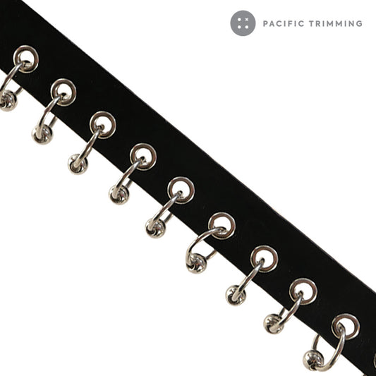 20mm Black PU Trim with Eyelet and Rings