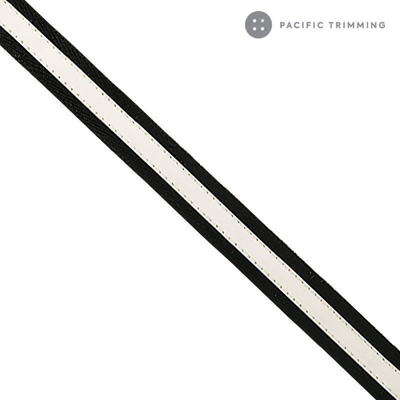 Black Twill Tape with White Faux Leather