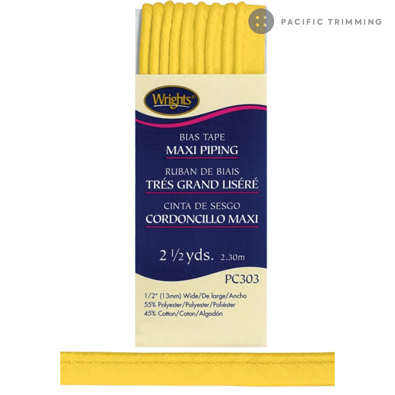 Wrights Maxi Piping Bias Tape 1/2" Multiple Colors