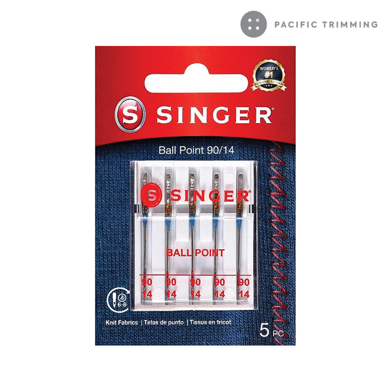 Singer Ball Point Sewing Machine Needles, Size 90/14