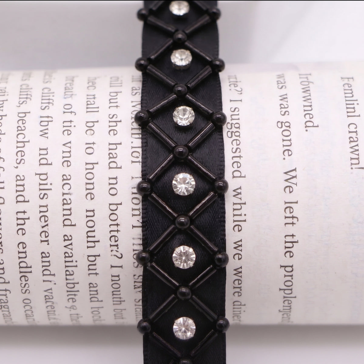 Beaded Rhinestone Lace Trim for Bridal & Couture