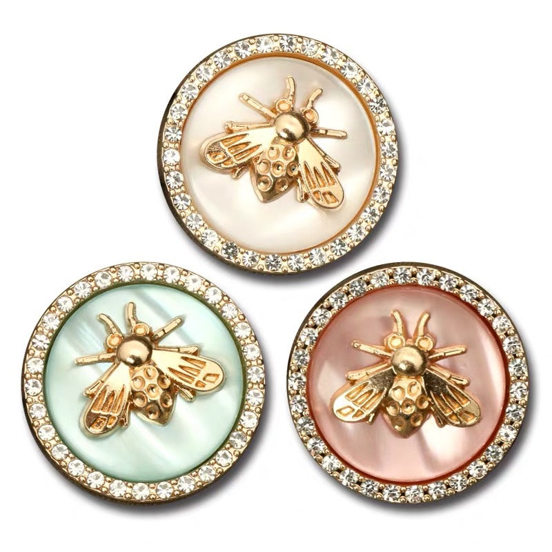 Bee Rhinestone Shank Button