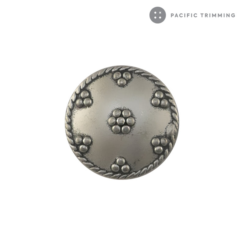 Patterned Silver Metal Shank Button