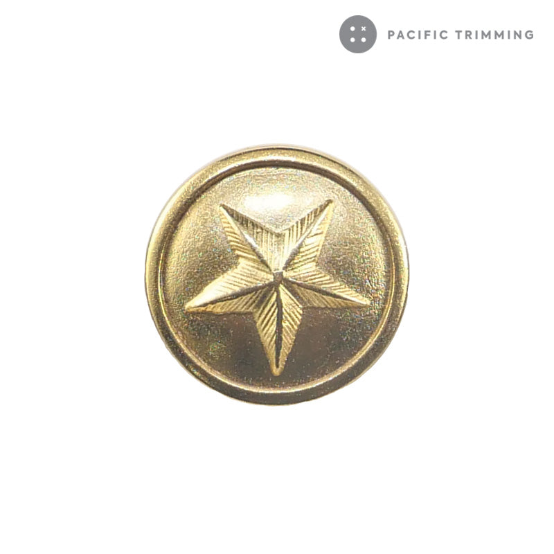 Star Engraved Gold Metal Shank Button