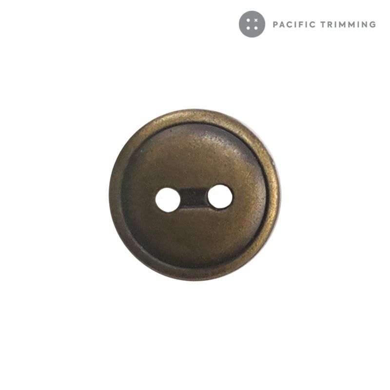 Simple 2 Hole Antique Brass Button