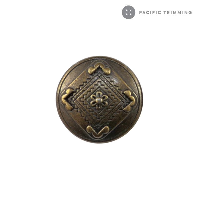 Crest Rouond Dome Shape Patterned AB Shank Button