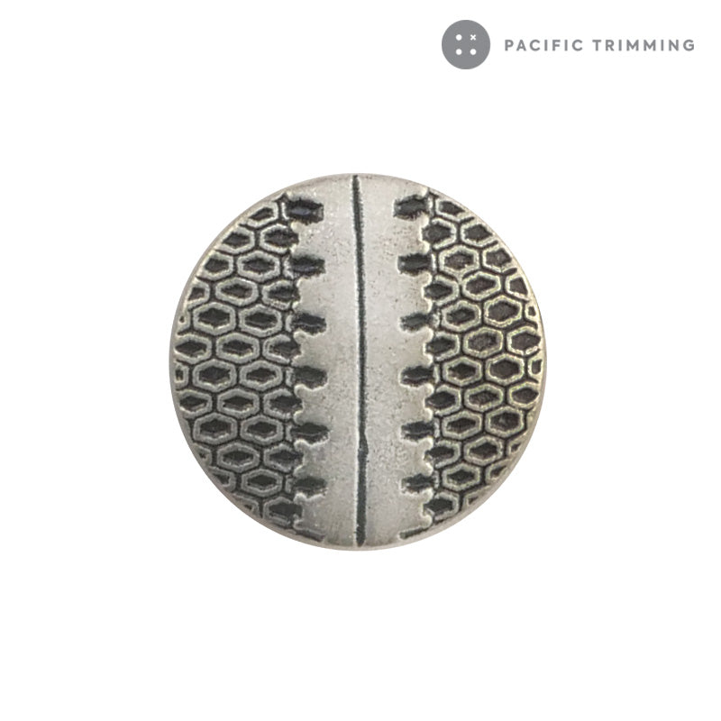 Textured Silver Metal Shank Button