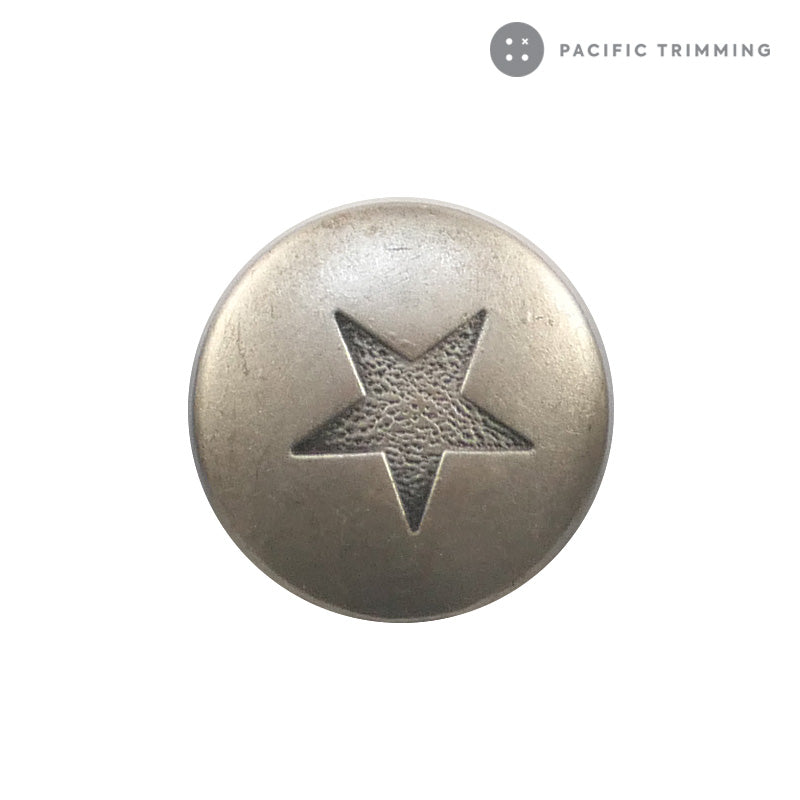 Star Engraved Matte Nickel Metal Shank Button