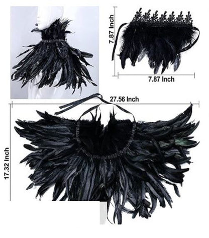 Midnight Raven Feathered Neck piece