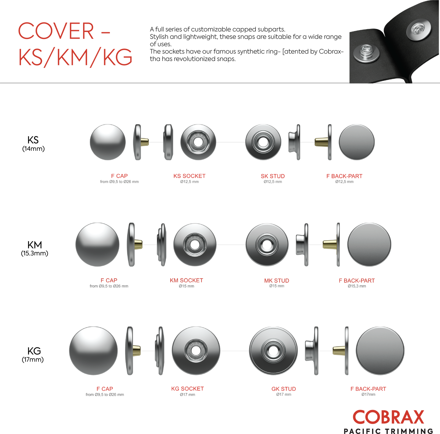 Cobrax "K" Series Snap Fastener Button