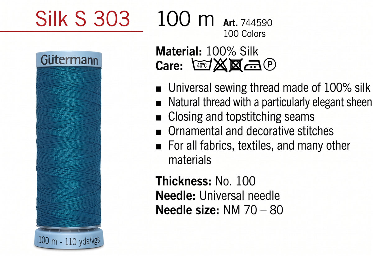 Gutermann Pure Silk Thread 100m (60 Colors)