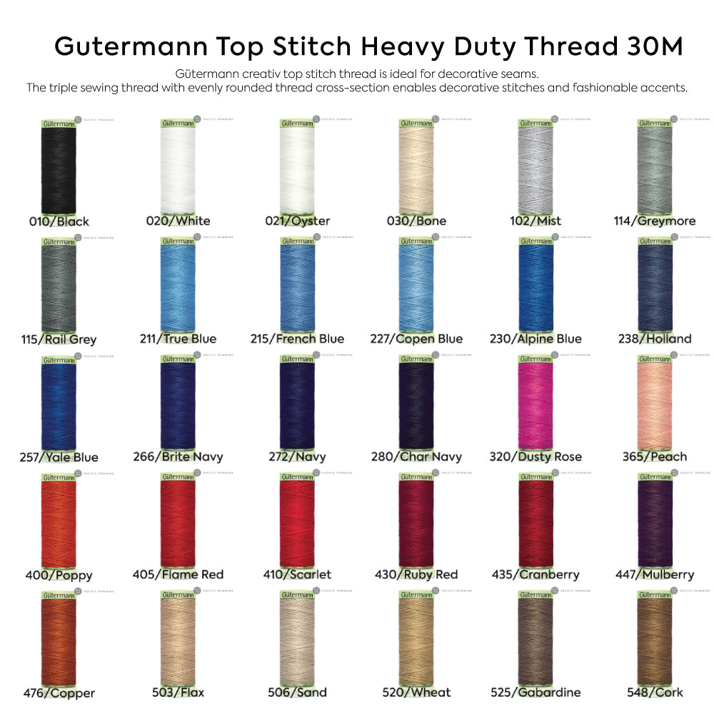 Gutermann Top Stitch Heavy Duty Thread 30M โ Pacific Trimming