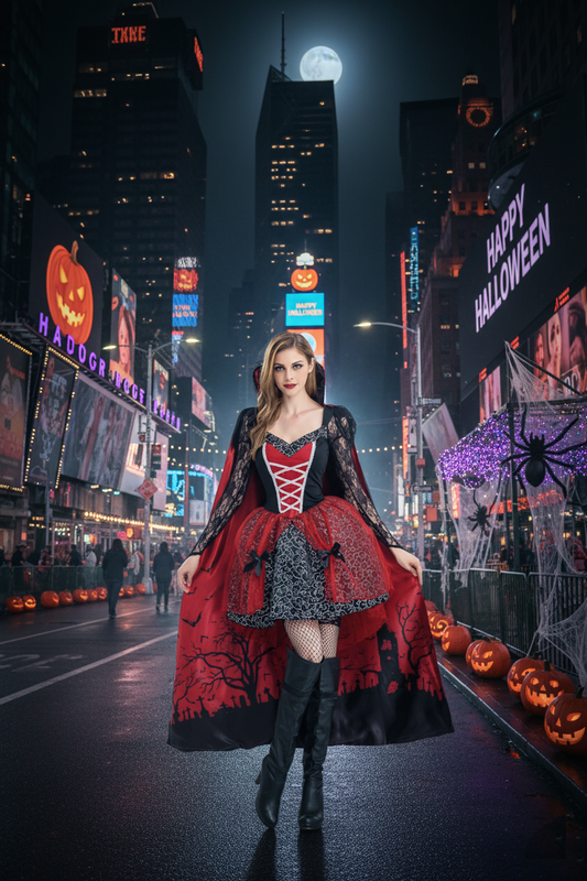 Vampire Queen Costume with Cape - Gothic Vampire Look for Halloween