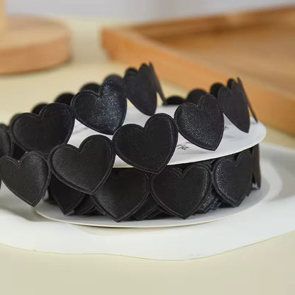 Heart Shaped Edge Woven Ribbon - Black / Yard / 2.5cm