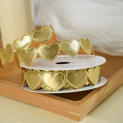 Heart Shaped Edge Woven Ribbon - Gold / Yard / 2.5cm