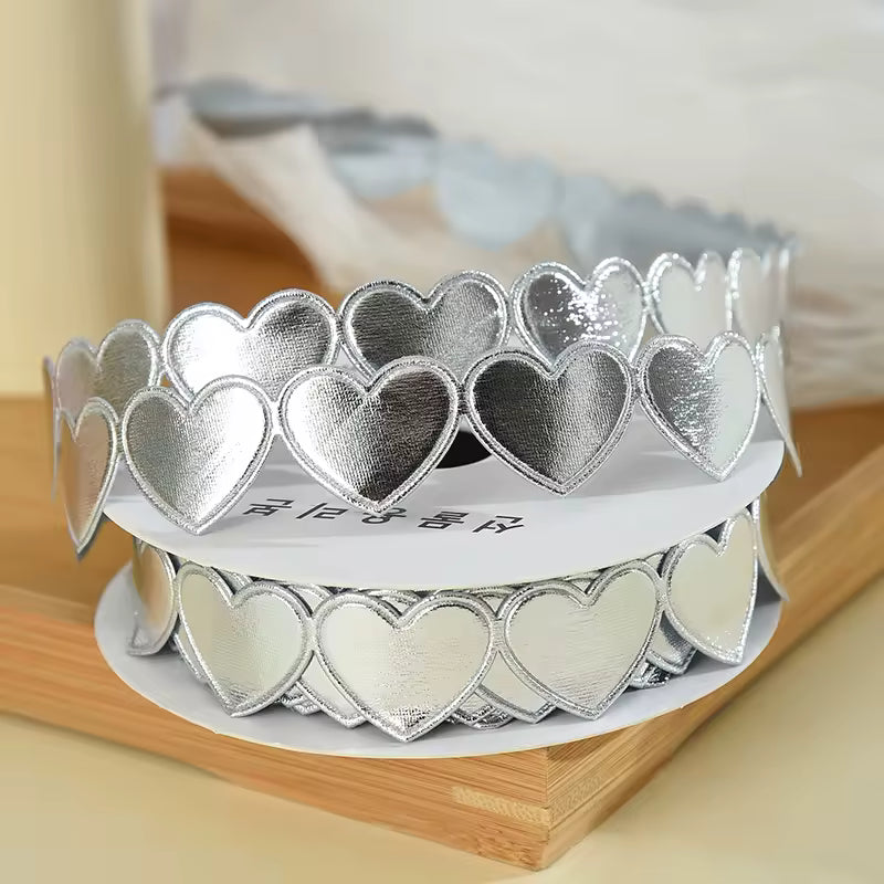 Heart Shaped Edge Woven Ribbon - Silver / Yard / 2.5cm