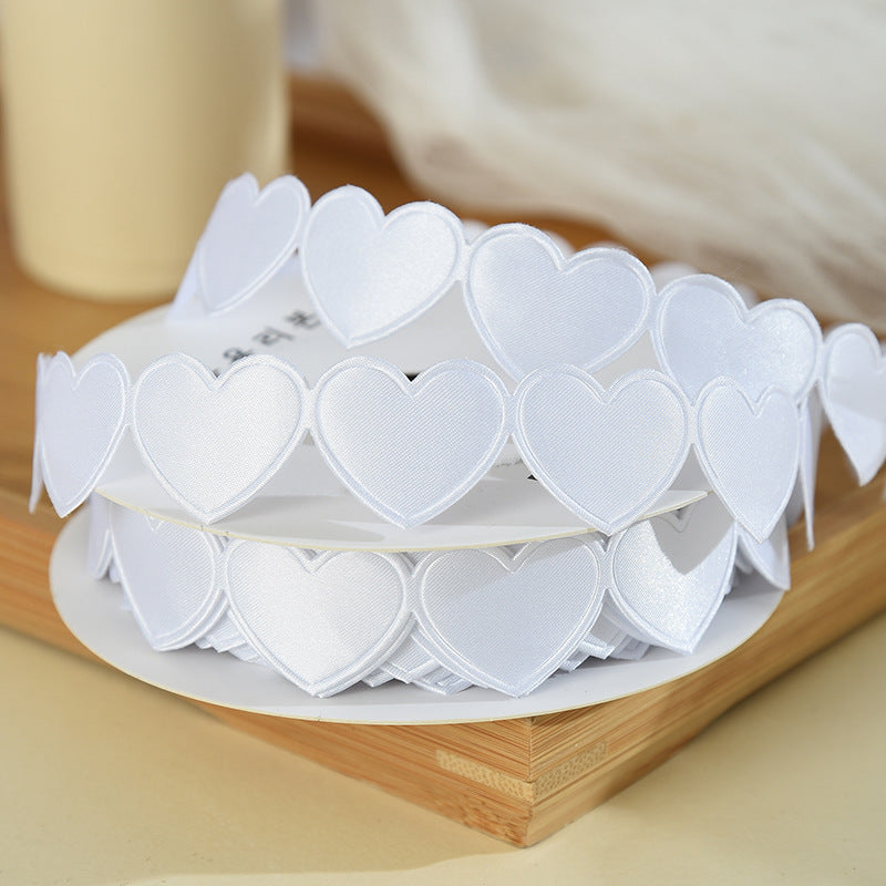 Heart Shaped Edge Woven Ribbon - White / Roll (10 Yards) / 2.5cm