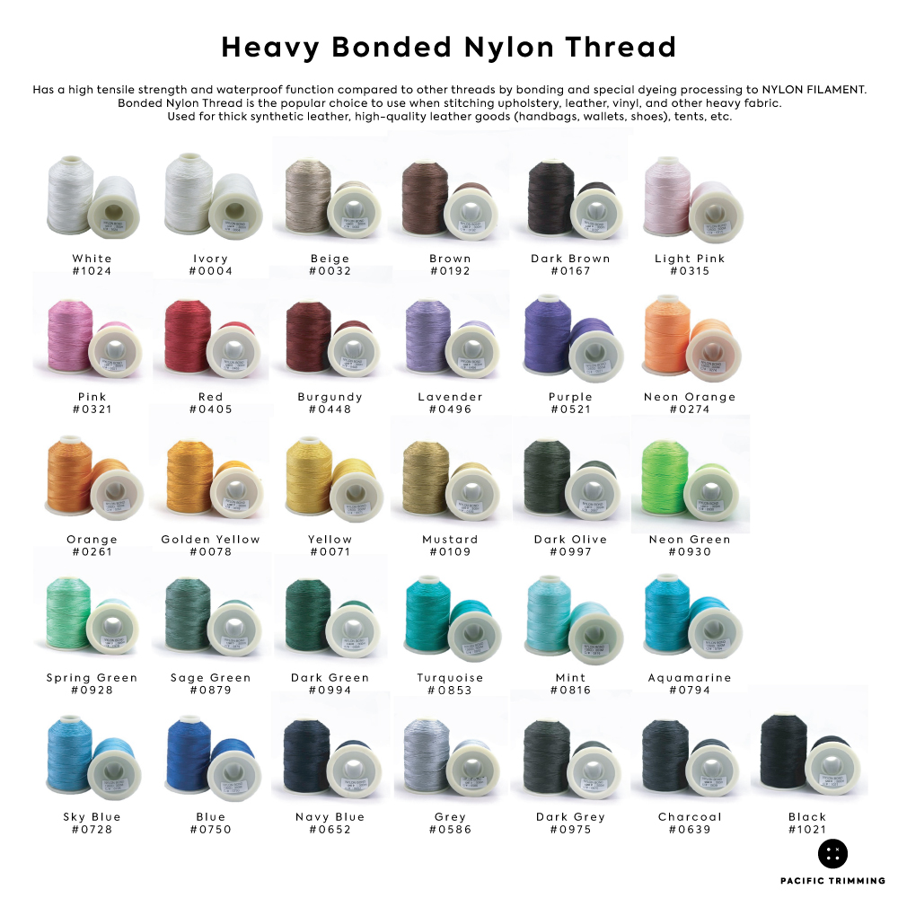 Heavy Bonded Nylon Thread Multiple Colors