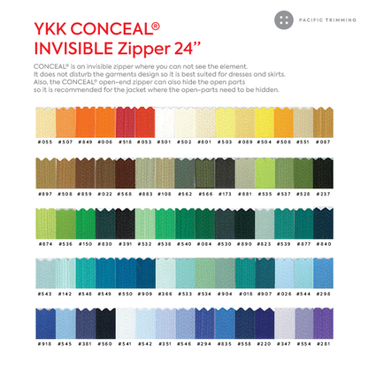 #2 YKK Conceal Invisible Zipper Closed End 24"