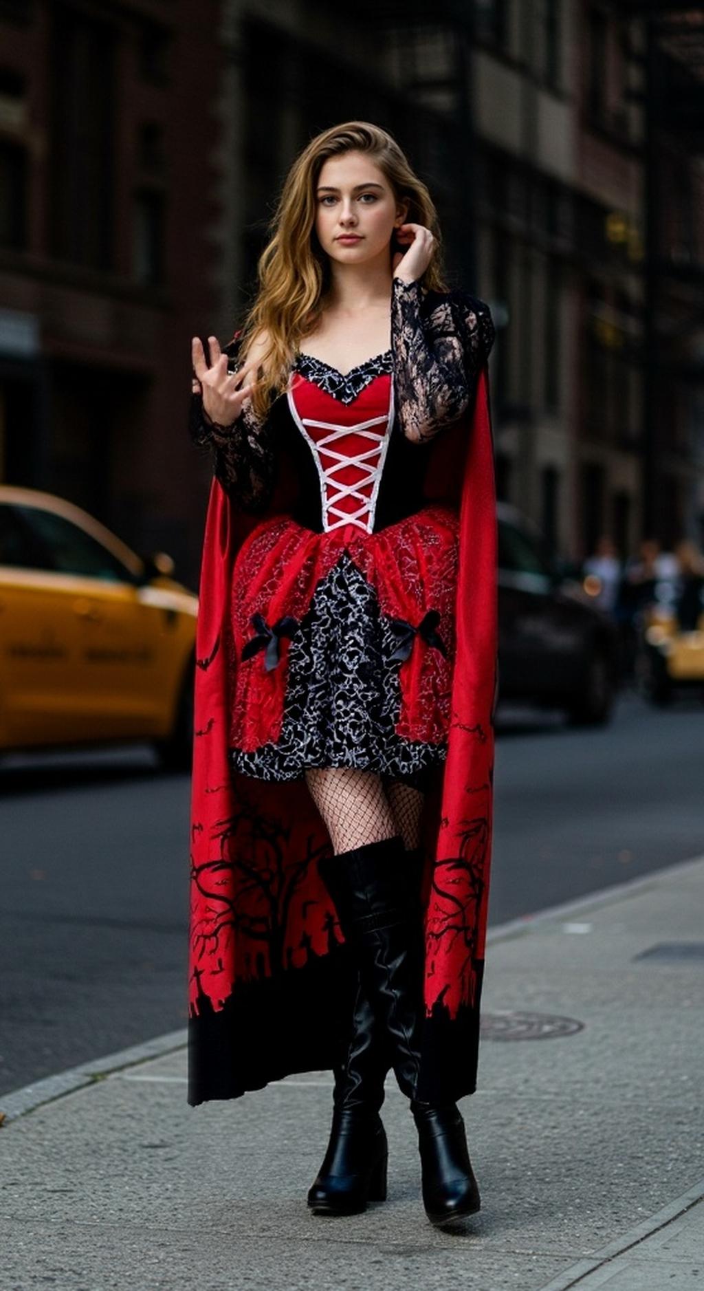 Vampire Queen Costume with Cape - Gothic Vampire Look for Halloween