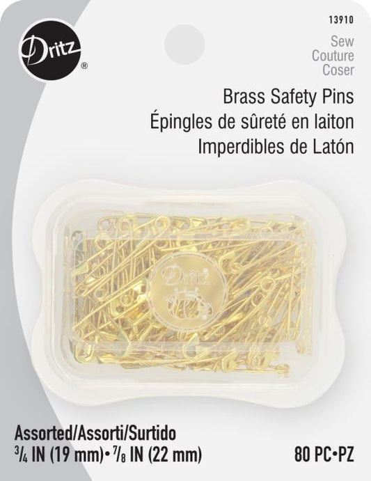 Dritz Solid Brass Safety Pins 3/4" & 7/8" (80 Pack)