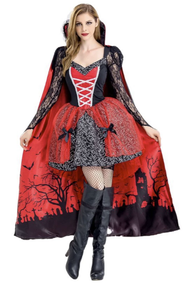 Vampire Queen Costume with Cape - Gothic Vampire Look for Halloween