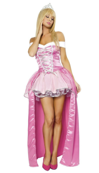 Princess Aurora Costume - Pink Fairy Tale Princess Dress with Tiara for Halloween