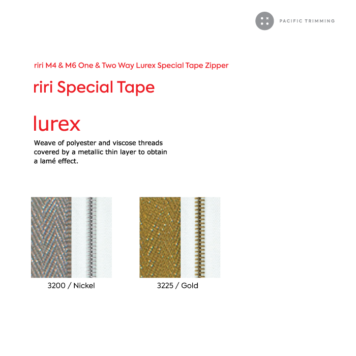 Riri Zipper M4 One Way Lurex Special Tape Zipper