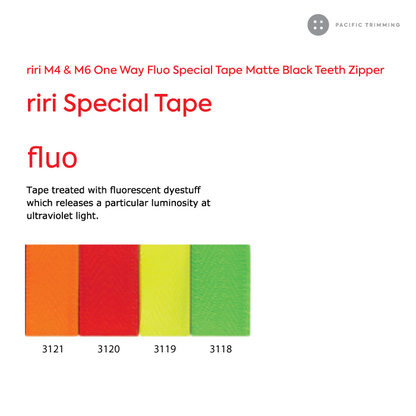 Riri M4 One Way Fluo Special Tape Matte Black Teeth Zipper