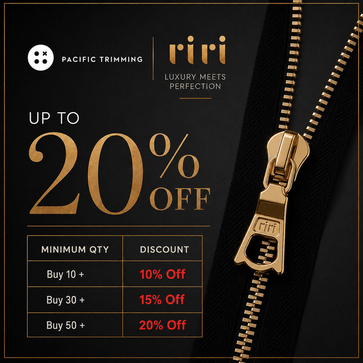 [~20% Discounts for Bulk] riri Metal Zipper