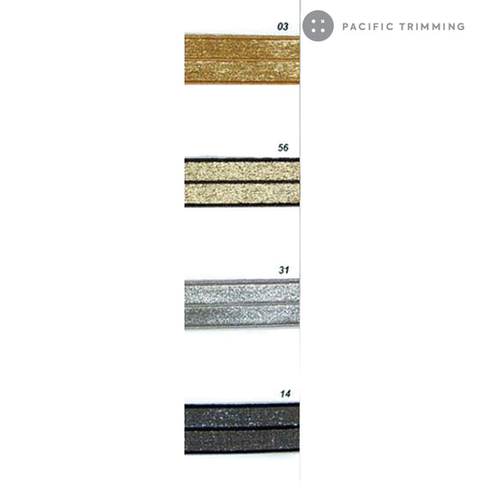 Premium Quality 3/4" Lurex Metallic Fold Over Elastic