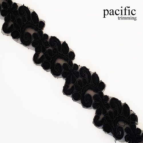1.5 Inch Black Polyester Lace Trim