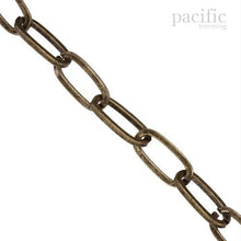 Load image into Gallery viewer, Flat Elongated Metal Chain Antique Brass
