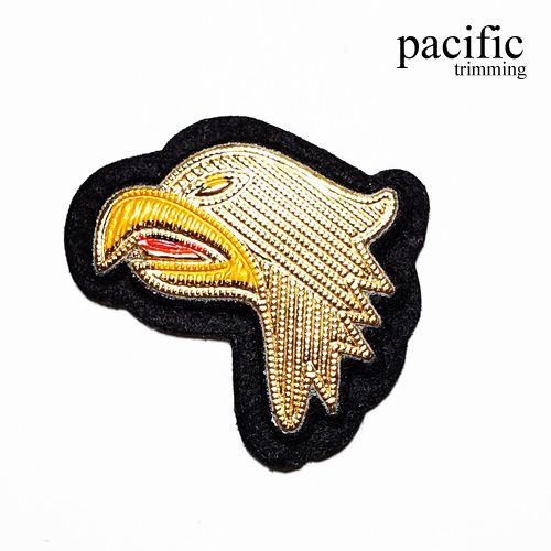 1.5 Inch Eagle Head Patch Sew On Black/Gold