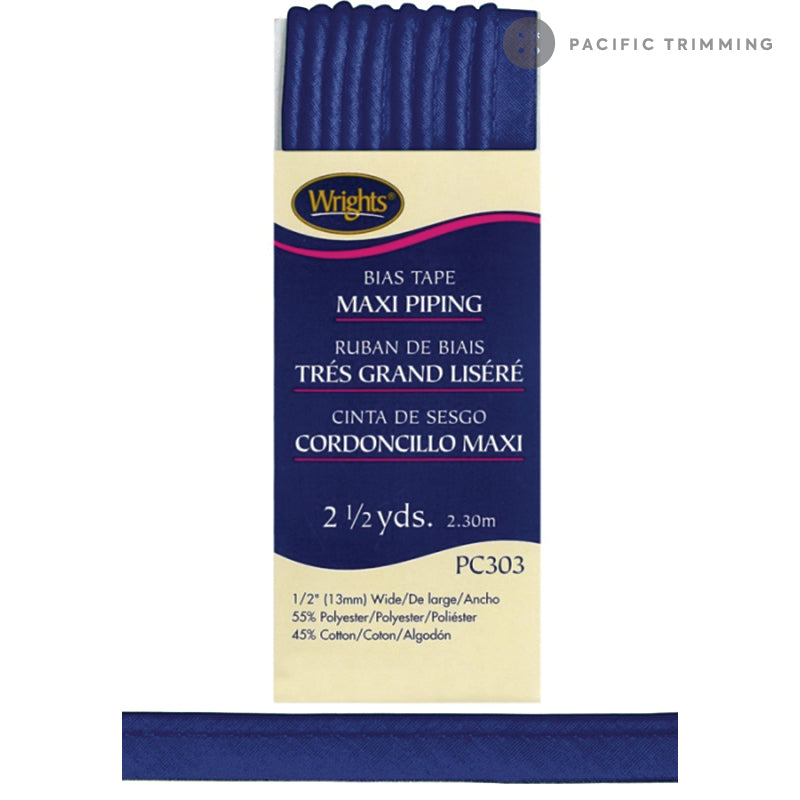Wrights Maxi Piping Bias Tape 1/2" Yale Blue
