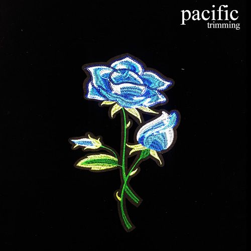 10.5 Inch Blue Rose Patch Iron On