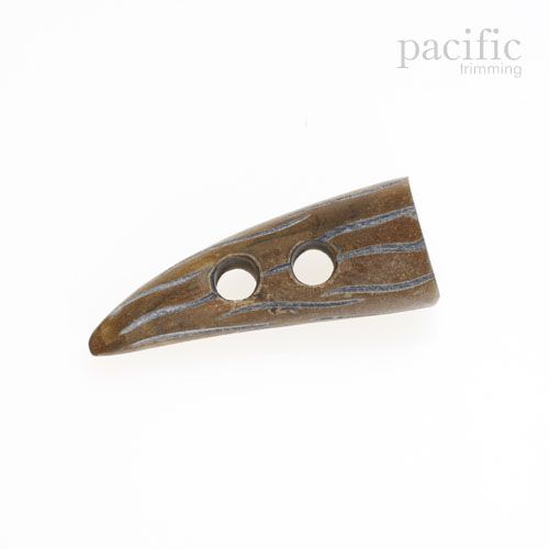 Genuine Horn 2 Hole Brown Engraved Toggle Button 120004TG