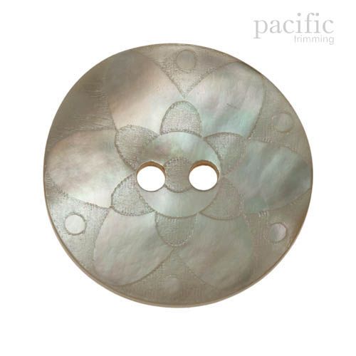Flower Shape Engraved 2 Hole Genuine Mother of Pearl & Shell Button 120016SH