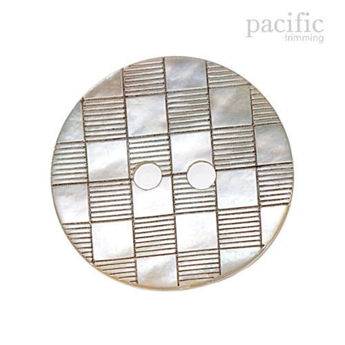 Checkered Pattern Engraved Genuine Mother of Pearl & Shell 2 Hole Button 120022SH