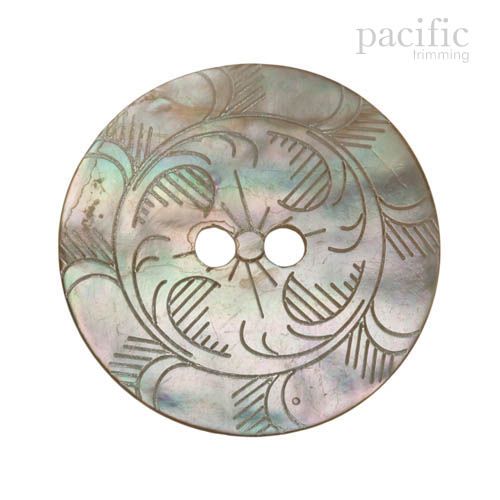 Patterned Engraved 2 Hole Genuine Mother of Pearl & Shell Button 120027SH