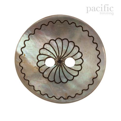 Patterned Engraved 2 Hole Genuine Mother of Pearl & Shell Button 120043SH