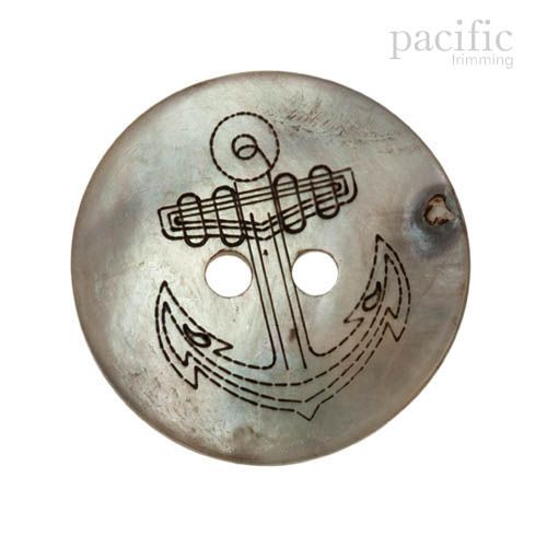 Anchor Dot Engraved Genuine Mother of Pearl & Shell 2 Hole Button 120055SH