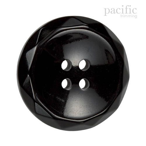 Round Concave 4 Hole Polyester Button 120190KR Black