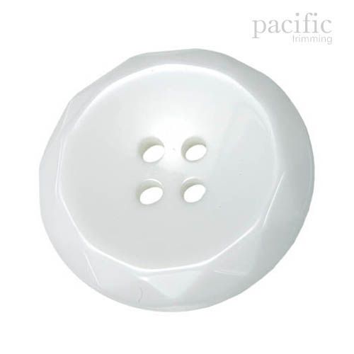 Round Concave 4 Hole Polyester Button 120190KR White