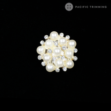 Load image into Gallery viewer, Pentagon Shape Rhinestone Faux Pearl Button 120203RS
