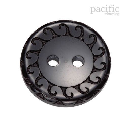 Spiral Patterned Laser Cut 2 Hole Polyester Decorative Button Black