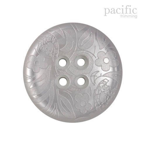Flower Patterned Laser Cut 4 Hole Polyester Decorative Button White