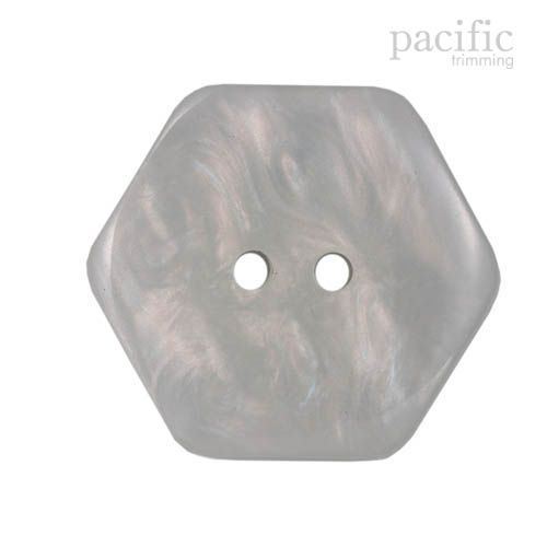 Hexagon shape 2 Hole White Polyester Faux Pearl Button 120400PL