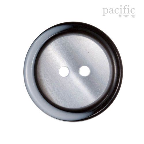 Round Rim White and Black 2 Hole Polyester Button 120407PL White
