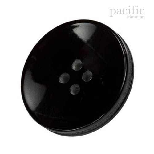 Round Concave 4 Hole Polyester Jacket Coat Button Black